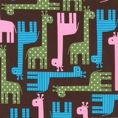 Giraffes Brown Cotton Fabric - Urban Zoologie 1/2 Metre