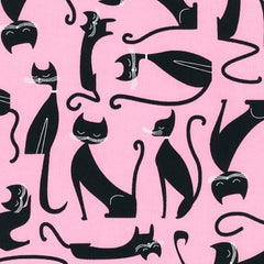 Childrens  'Pink' Fabric - Cats by Kaufman Remnant