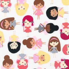 Girlfriends Fairy Cotton Fabric Pink & Grey Remnant