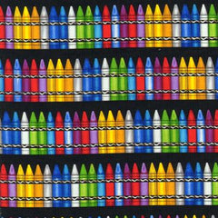 Crayons Cotton Fabric Black Remnant