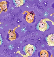 Frozen Fabric Sisters Forever Purple
