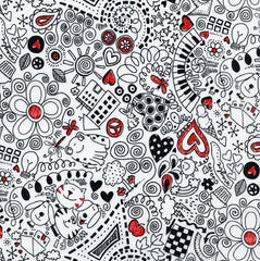 Scribble Cotton Fabric White Remnant