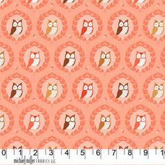 Owl Fabric Peach Michael Miller Remnant
