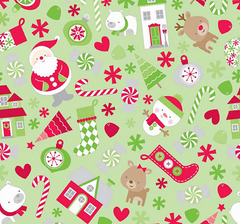 Riley Blake Home for the Holidays Green Santa Remnant