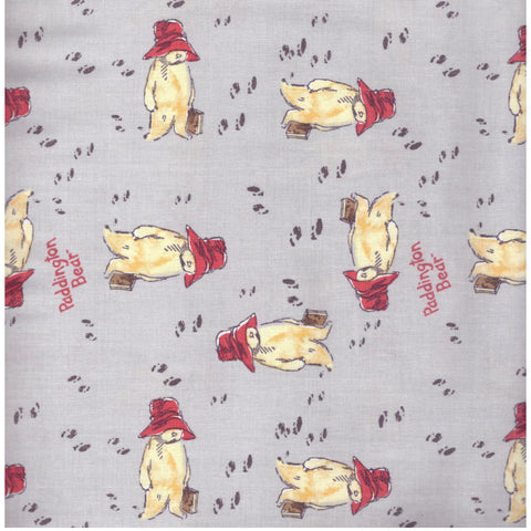 Paddington Bear Fabric Grey Wandering