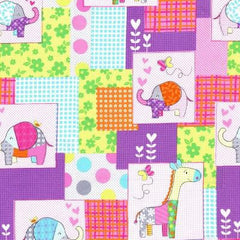 Cute Zoo Childrens Cotton Fabric Animals Remnant