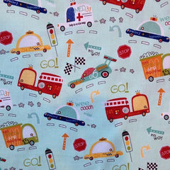 On our Way Cars & Trucks Cotton Fabric Remnant 80cm