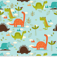 Dinosaur Cottons  - Blue Fabric
