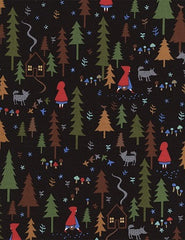 Red Riding Hood Black Cotton Fabric