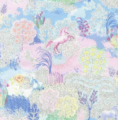 Glitter Unicorns Pink Fabric for Children