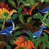 Stacked Dinosaurs Black Cotton Fabric Remnant