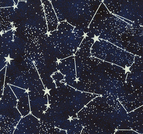 Space Constellations Fabric Glow in Dark 1/2 Mtr