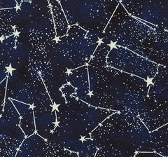 Space Constellations Fabric Glow in Dark 1/2 Mtr