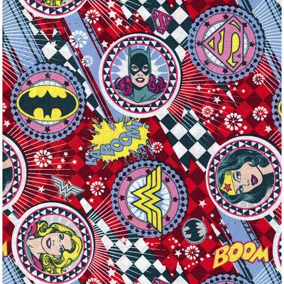 Girl Power Superhero Fabric Red