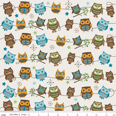 Owl Fabric Hooty Hoot Returns Cream - Remnant
