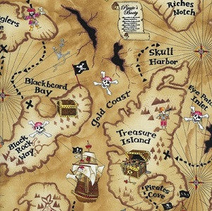 Pirate Fabric - Map for Children