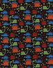 Mini Dinosaurs Black Fabric for Children