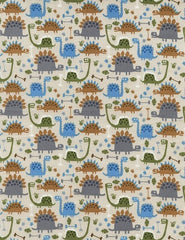 Mini Dinosaurs Cream Fabric for Children