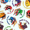 Thomas the Tank Engine White Cotton Fabric Remnant