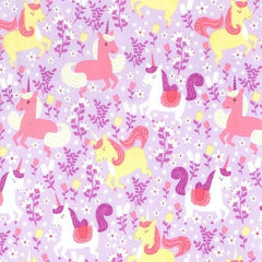 Unicorn Frolic Lilac Children's Fabric